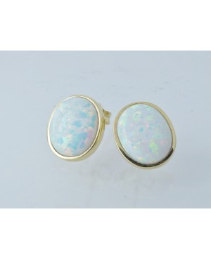 9ct Yellow Gold & Synthetic Opal Stud Earrings