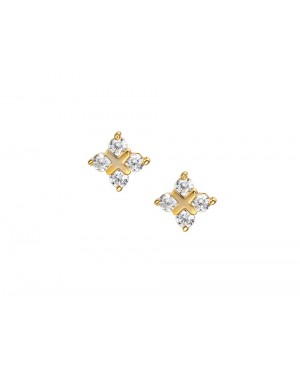 9ct Yellow Gold & Diamond Cross Stud Earrings