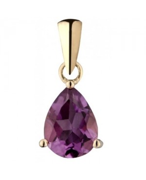 9ct Yellow Gold & Amethyst Pear-Shaped Pendant 8x6mm