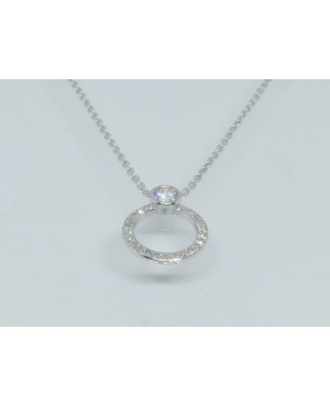 9ct White Gold Diamond Circle Necklace