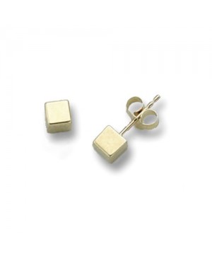 9ct Yellow Gold Cube Stud Earring