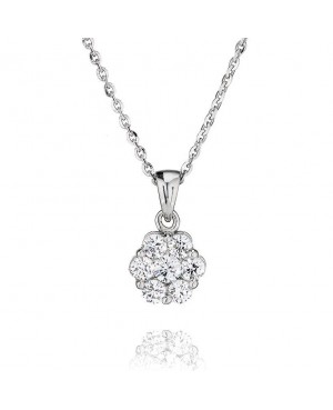 9ct White Gold & Diamond 7 Stone Cluster Pendant