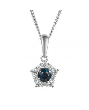 Silver Sapphire Cubic Zirconia Pendant