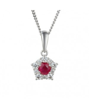 Silver Ruby Cubic Zirconia Pendant