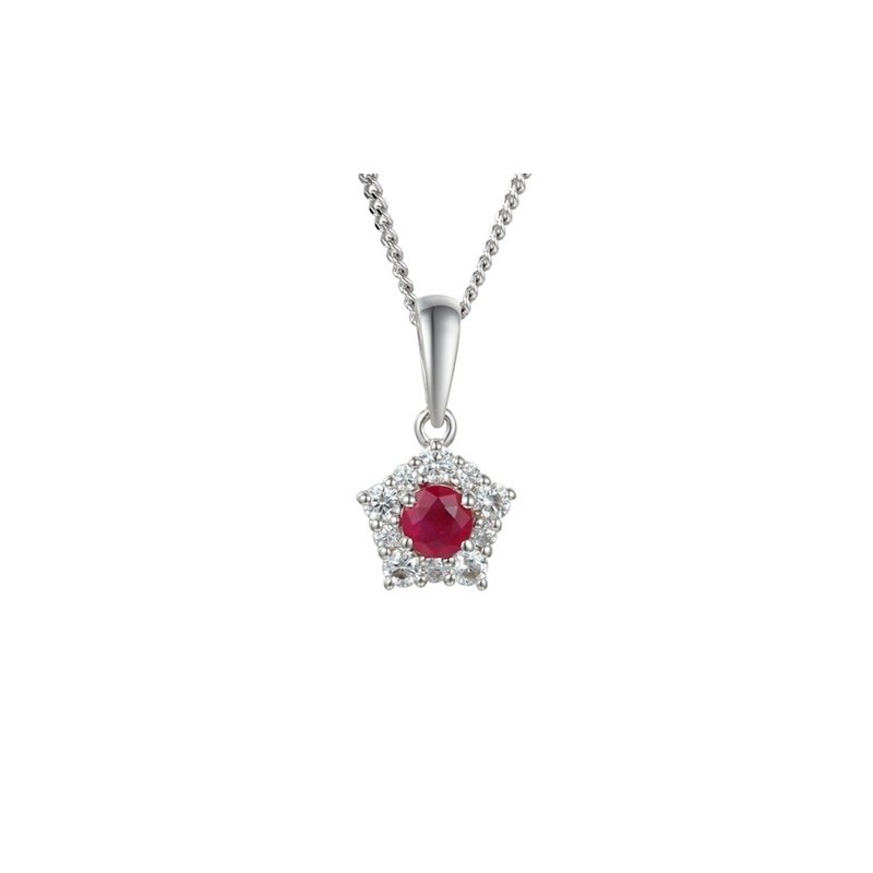 Silver Ruby Cubic Zirconia Pendant