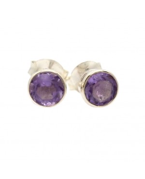 Silver & Amethyst Stud Earrings