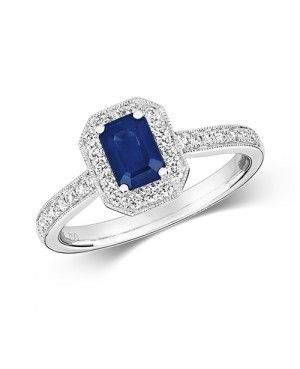 9ct White Gold Sapphire & Diamond Cluster Ring