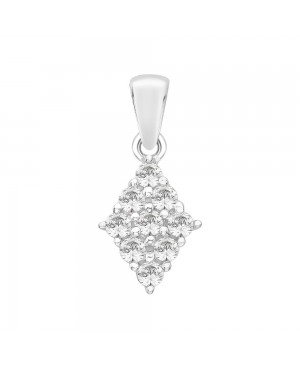 Silver & Cubic Zirconia Diamond-Shaped Pendant & Chain