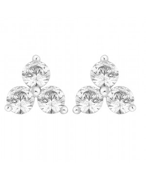 Silver & Cubic Zirconia Triangular Trilogy Earrings