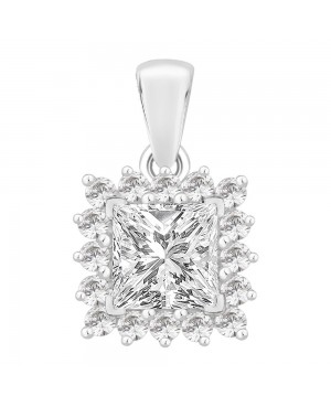 Silver & Cubic Zirconia Square-Shaped Cluster...