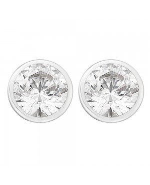 Silver & Cubic Zirconia Solitaire Earrings