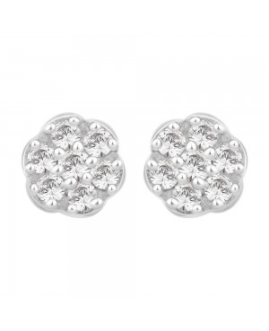 Silver & Cubic Zirconia 7 Stone Cluster Set Earrings