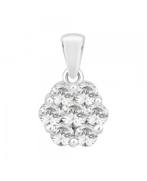 Silver & Cubic Zirconia Cluster Pendant & Chain