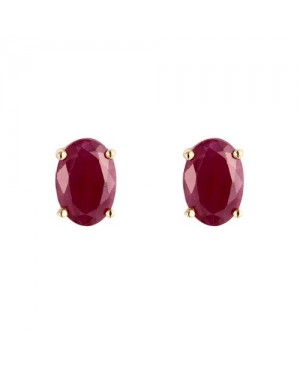 9ct Yellow Gold & Oval Ruby Claw Set Stud Earrings