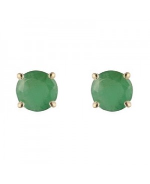 9ct Yellow Gold & Round Emerald Stud Earrings