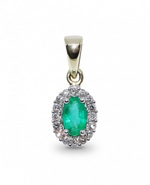 9ct Gold Emerald & Diamond Pendant