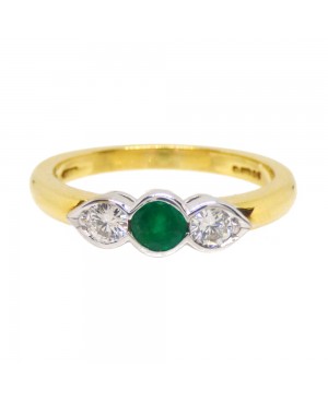 18ct Gold Emerald (0.25ct) & Diamond (0.20ct) Ring