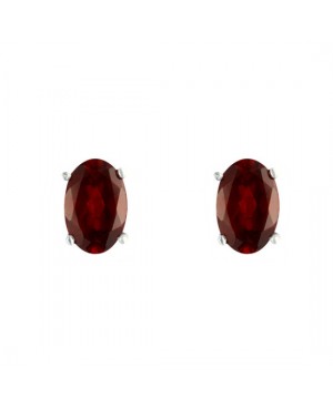 Silver & Garnet Oval Earring