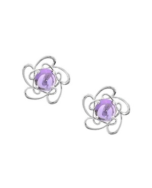 Silver & Amethyst Clip Earrings