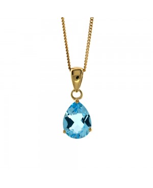 9ct Gold Topaz Pendant & Chain