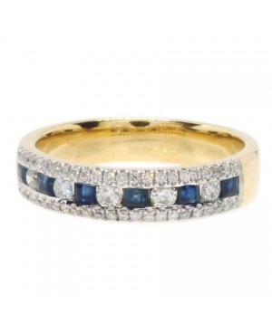 9ct Yellow Gold Sapphire & Diamond Eternity Ring