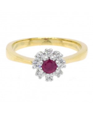 18ct Yellow Gold Ruby & Diamond Ring