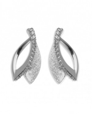 Silver & C.Z. Leaf Earrings