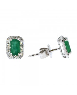 9ct Gold Emerald & Diamond Earrings