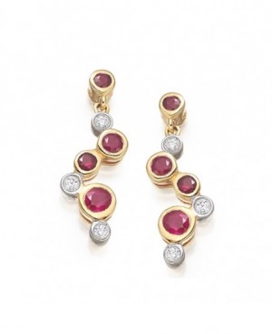 9ct Gold Ruby & Diamond Earrings