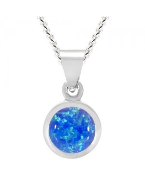 Silver & Created Opal Necklace