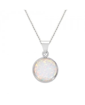 Silver & Created Opal Necklace