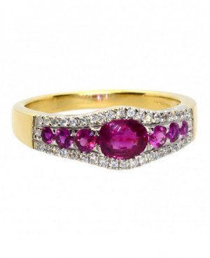 18ct Gold Ruby & Diamond Ring