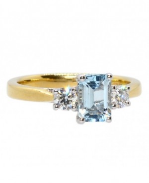 18ct Gold Aquamarine & Diamond Ring