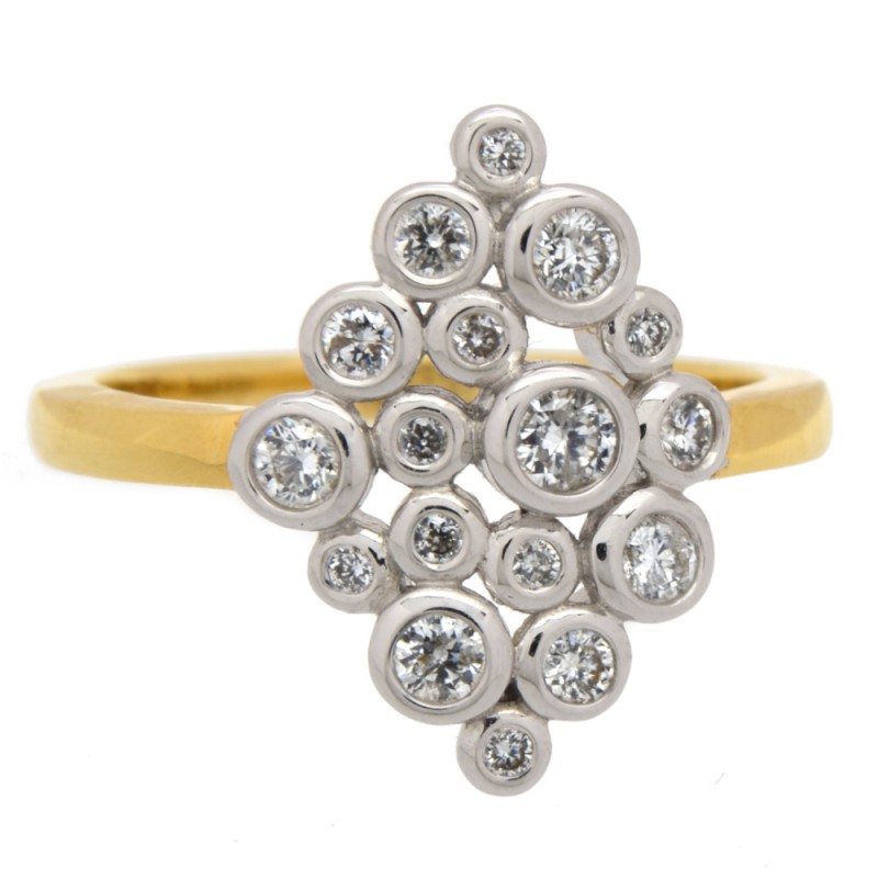 18ct Yellow Gold & Diamond (0.41ct approx) Bubble Ring