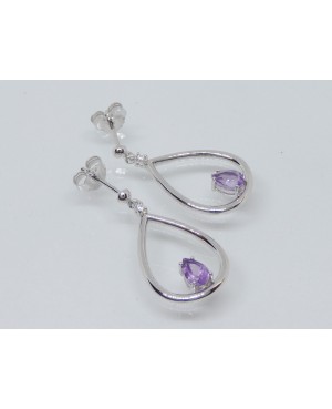 Silver & Amethyst Drop Earrings